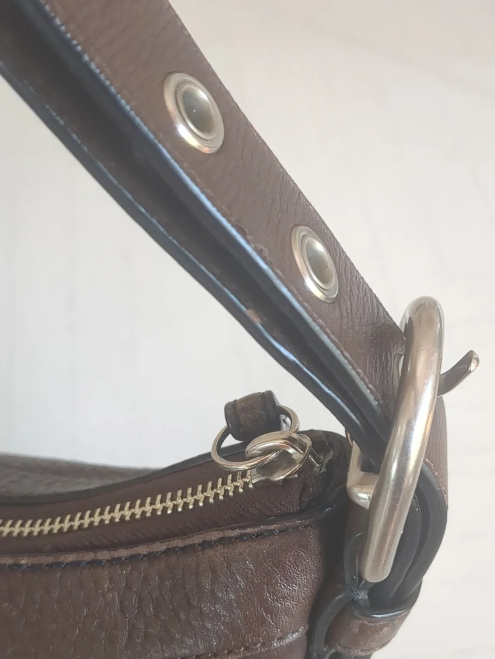 Coach F12321 Brown Pebbled Leather Shoulder/Crossbody Bag